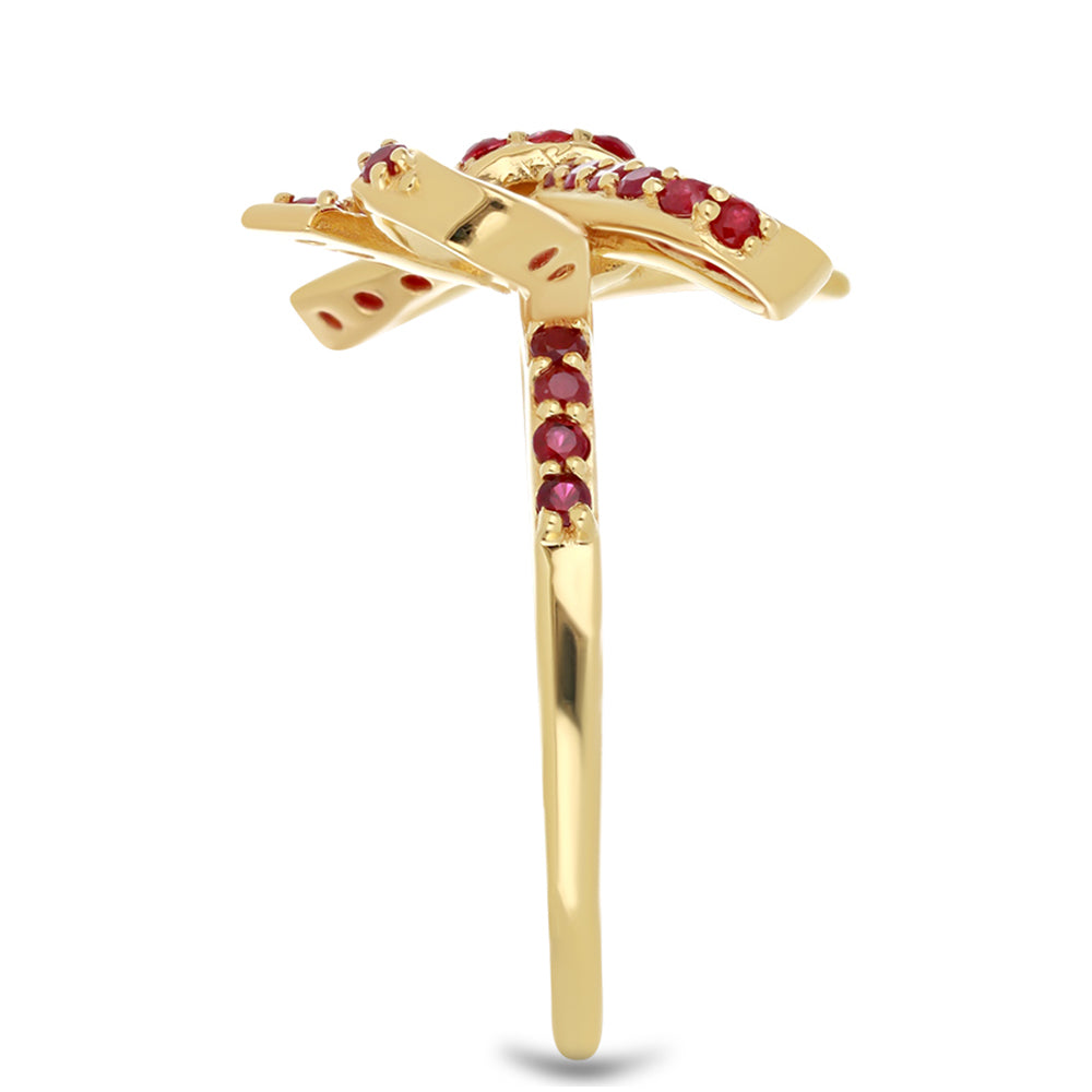 Pozlacené Stříbro 925/1000 - Prsten s Madagaskarským Rubínem - Karátové číslo: 0.89. přibližná hmotnost: 3.68 gramů 4 