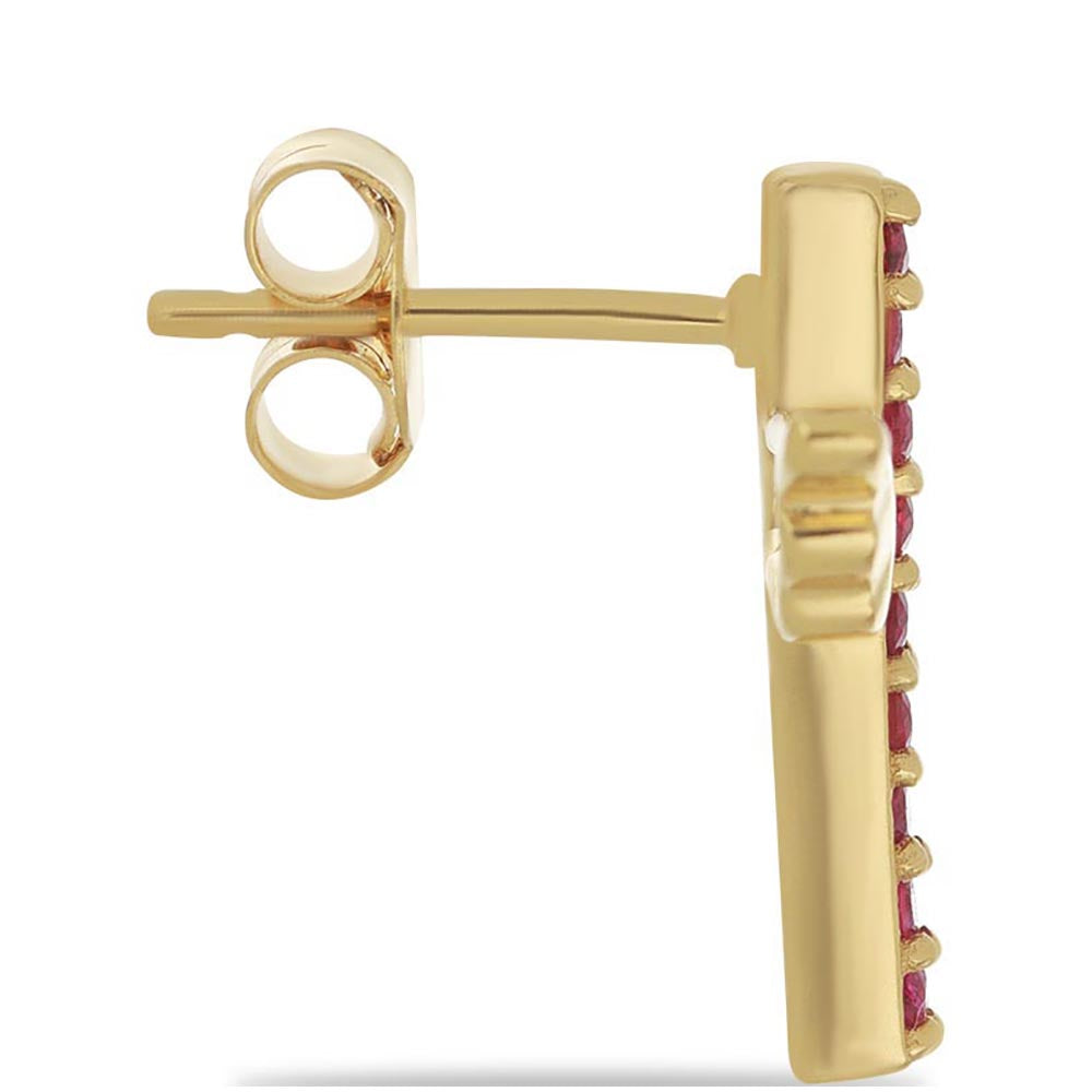 Pozlacené Stříbro 925/1000 - Náušnice s Madagaskarským Rubínem - Karátové číslo: 0.32. přibližná hmotnost: 3.21 gramů 2 