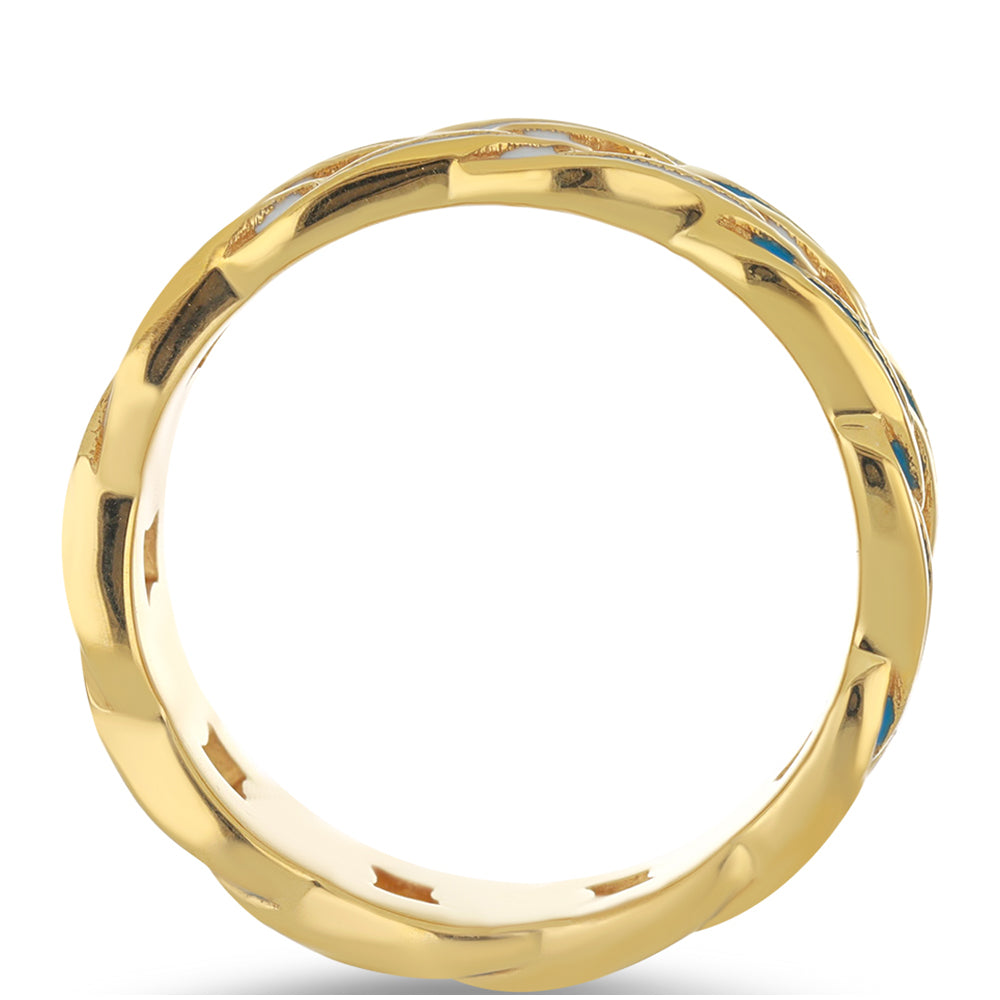 Pozlacené Stříbro 925/1000 - Prsten se Smaltem přibližná hmotnost: 5.58 gramů