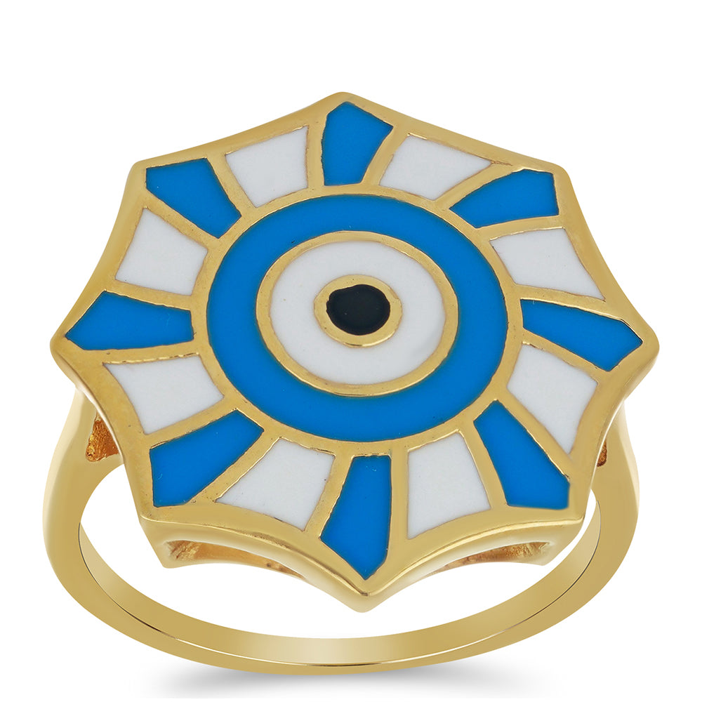 Pozlacené Stříbro 925/1000 - Prsten se Smaltem přibližná hmotnost: 4.94 gramů