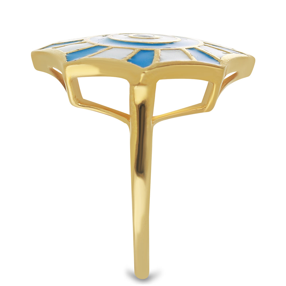 Pozlacené Stříbro 925/1000 - Prsten se Smaltem přibližná hmotnost: 4.94 gramů 4 