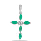Kříž Stříbrný Přívěsek s Brazilským Smaragdem a Bílým Topazem